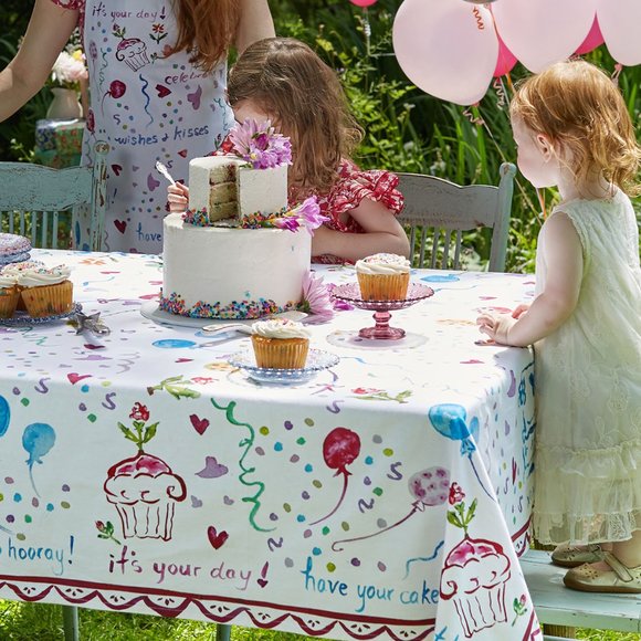 April Cornell Tablecloth Happy Birthday 54x54 NWT - Picture 1 of 4